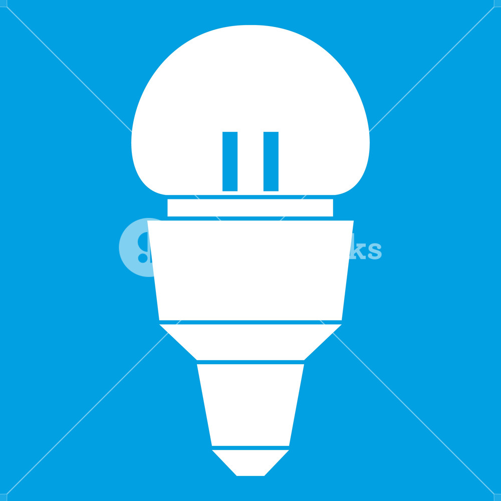 Reflector Bulb Icon White Isolated On Blue Background Vector 1000x1000 Reflector Bulb Icon White Isolated On Blue Background Vector
