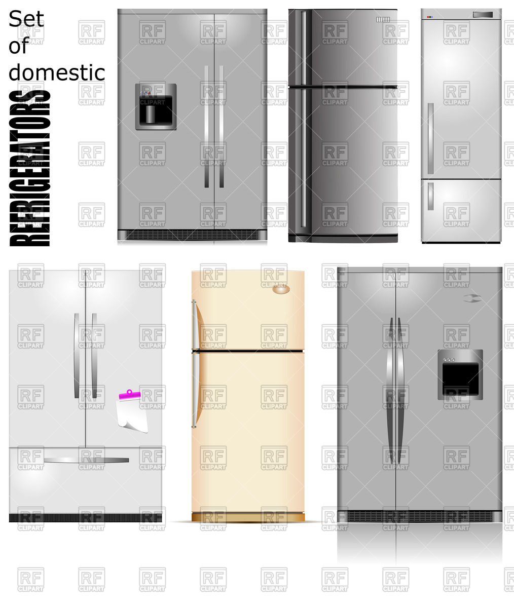1014x1200 Modern Metallic Single And Double Door Refrigerator Vector Image