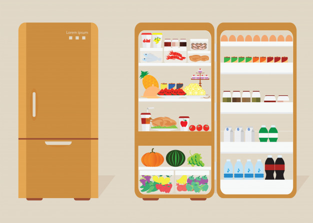 626x447 Vintage Closed And Opened Refrigerator Vector Premium Download