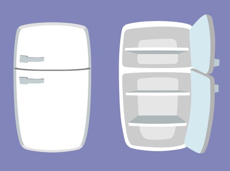 450x334 Fridge In Cartoon Style Open And Closed Refrigerator Vector