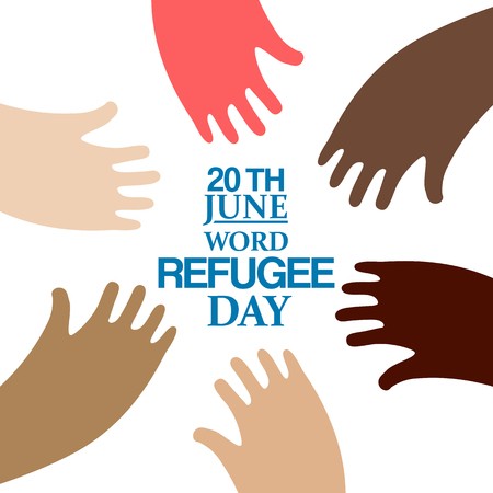 450x450 Different Colors Hands Around Text Emblem For World Refugee Day