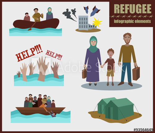 500x429 Refugee Vector Infographic Elements Set Of Flat Icons Cartoon