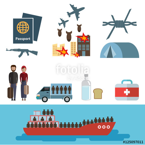 500x500 Refugee Vector War Victims Concept Infographic Elements Set