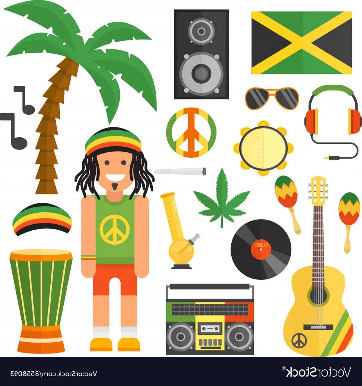 Reggae Artist Musical Instrument And Rastafarian Vector Soidergi 1200x1282 Reggae Artist Musical Instrument And Rastafarian Vector Soidergi