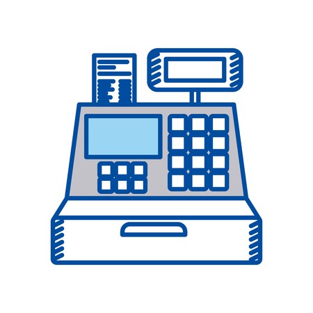 450x450 Blue Contour Of Cash Register Vector Illustration Royalty Free