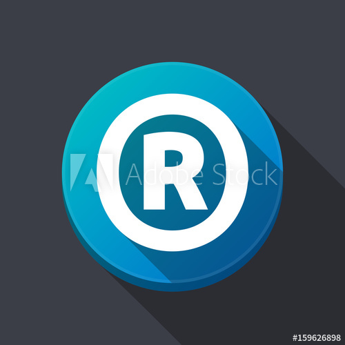 500x500 Long Shadow Round Buttonwith The Registered Trademark Symbol