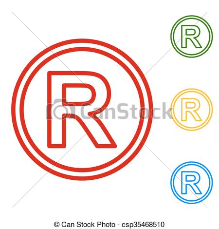 450x470 Registered Trademark Sign Set Of Line Icons Red, Green, Yellow