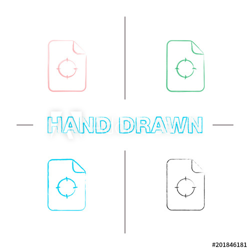 500x500 Printing Registration Mark Hand Drawn Icons Set