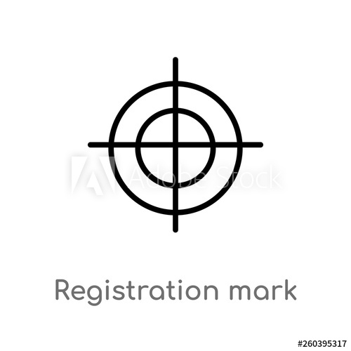 500x500 Outline Registration Mark Vector Icon Isolated Black Simple Line