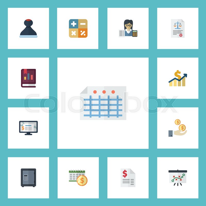 800x800 Flat Icons Mark, Accounting System, Stock Vector Colourbox