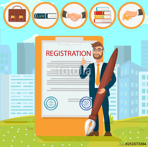 500x499 Registration Documents Puts Signature Stamp Flat Stock Image