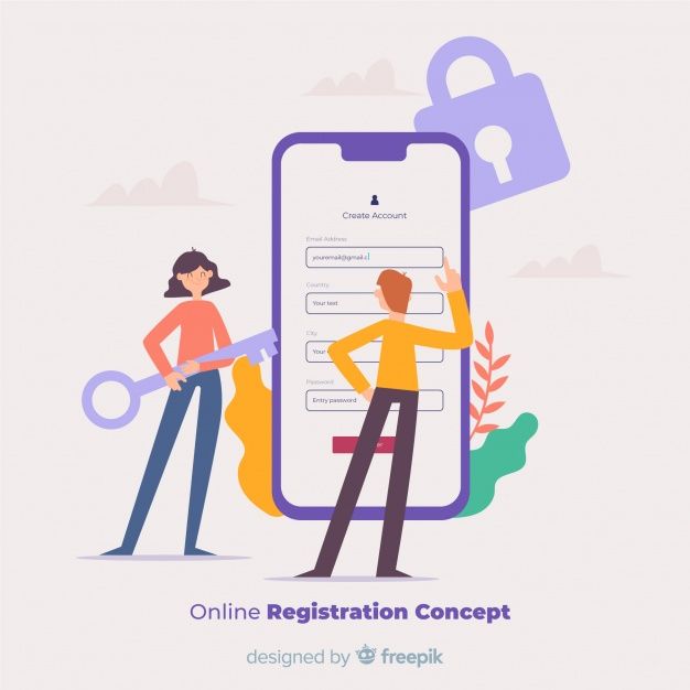 626x626 Online Registration Concept Free Vector Crampete Vector Free