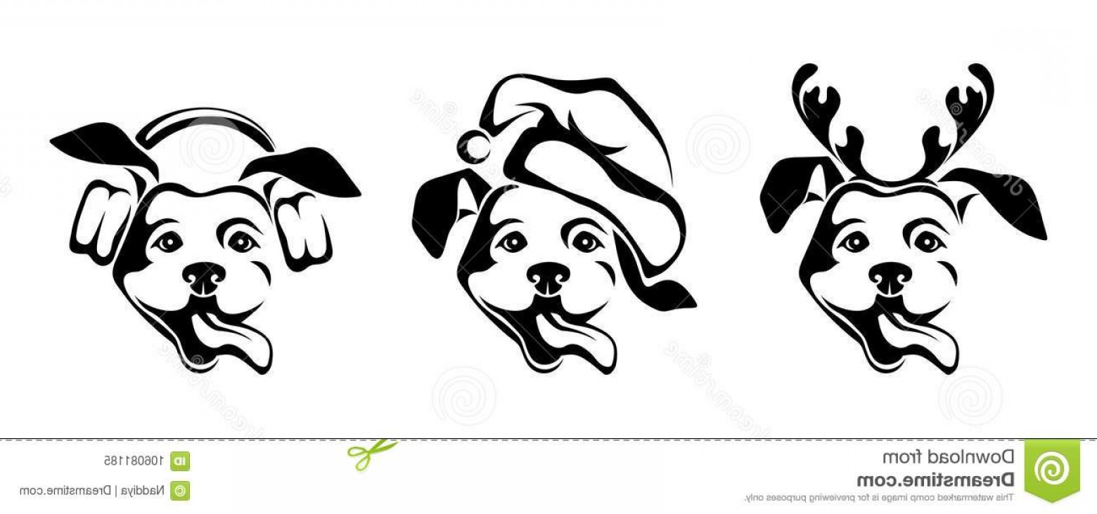 1560x732 Christmas Dogs Wearing Santa Hat Reindeer Antlers Vector Black