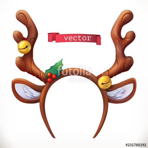 500x500 Christmas Mask With Reindeer Antlers Vector Icon Stock Image