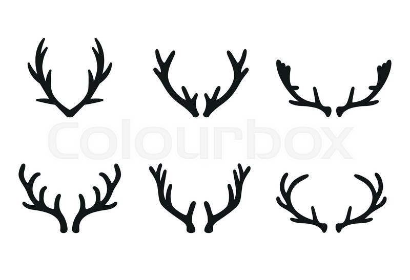 800x547 Vector Deer Antlers Black Icons Set Stock Vector Colourbox