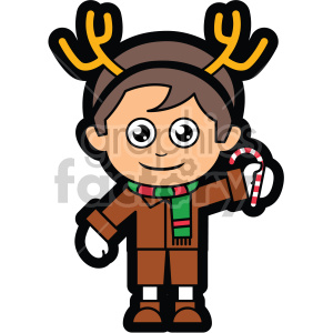 300x300 Cartoon Guy Wearing Reindeer Antlers For Christmas Vector Clip Art