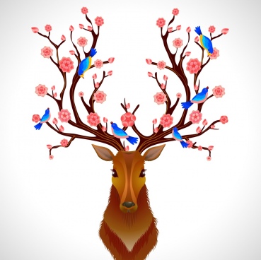 369x368 Antlers Free Vector Download
