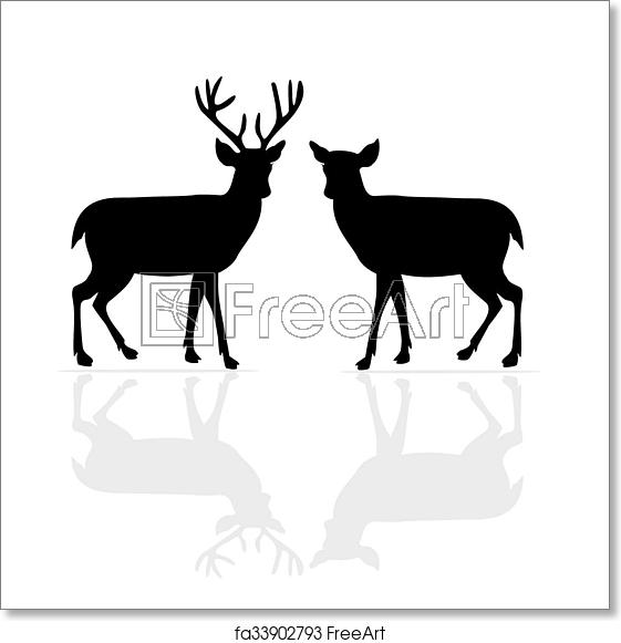 Free Art Print Of Reindeer Silhouette Silhouette Deer On White 561x581 Free Art Print Of Reindeer Silhouette Silhouette Deer On White