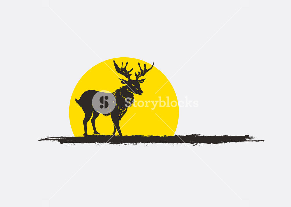 Reindeer Silhouette In Sunset Vector Royalty Free Stock Image 1000x711 Reindeer Silhouette In Sunset Vector Royalty Free Stock Image
