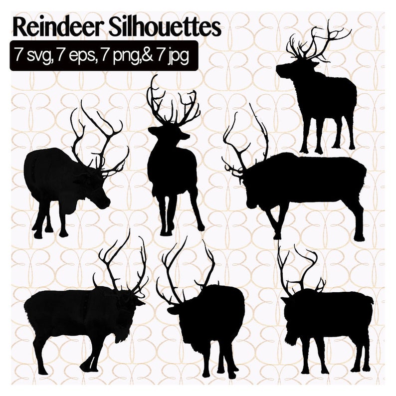 Reindeer Silhouettes Vector Clipart Etsy 794x794 Reindeer Silhouettes Vector Clipart Etsy