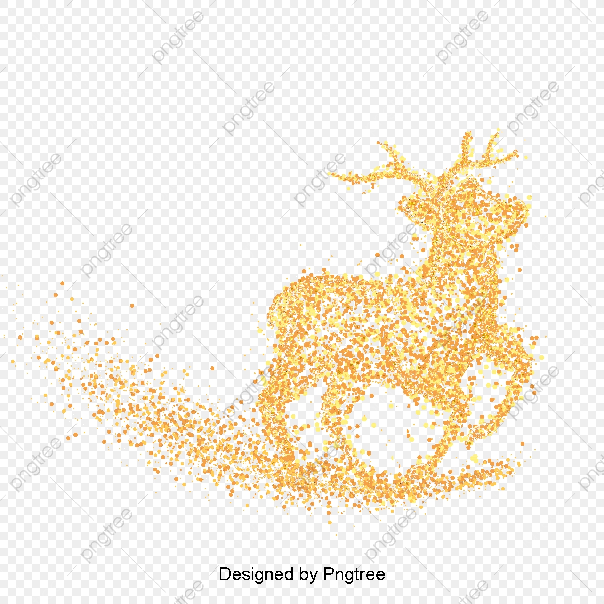 1200x1200 Golden Light Effect Christmas Reindeer Vector, Light Effect