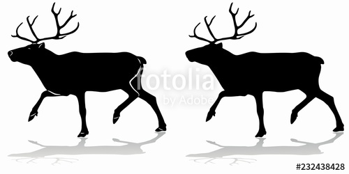 500x250 Silhouette Of A Reindeer Vector Drawing Stock Image And Royalty