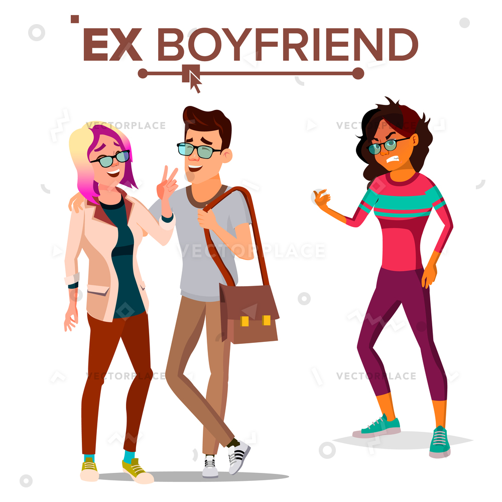 1000x1000 Ex Boyfriend Young Couple Past Relationship Vector Illustration