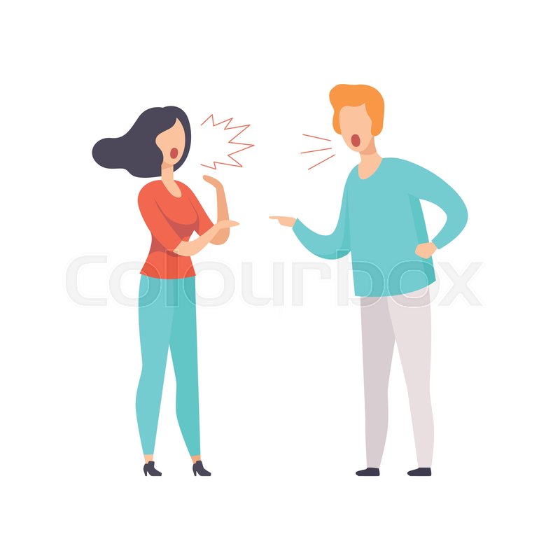 800x800 Angry Young Woman And Man Quarreling, Stock Vector Colourbox
