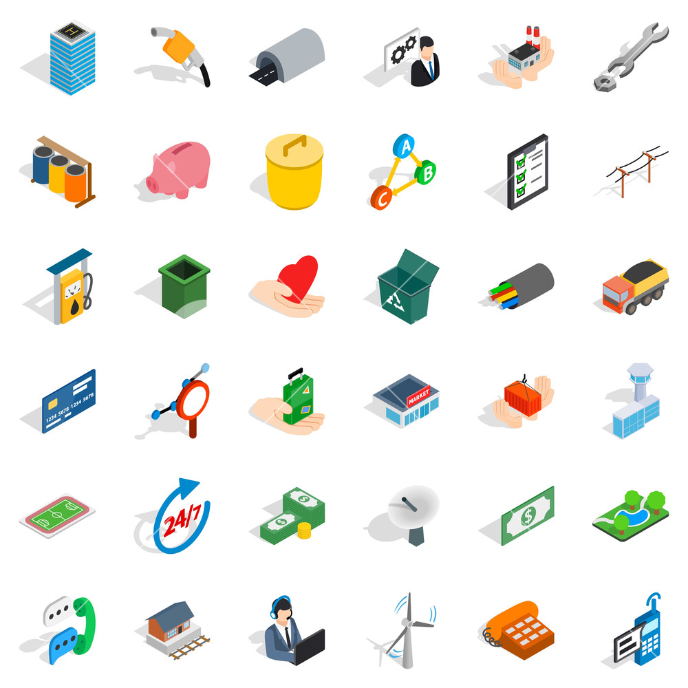 1000x1000 Commercial Relationship Icons Set Isometric Set Of Commercial