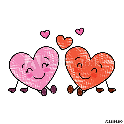 500x500 Cute Hearts Couple Sitting Cartoon Love Relationship Vector