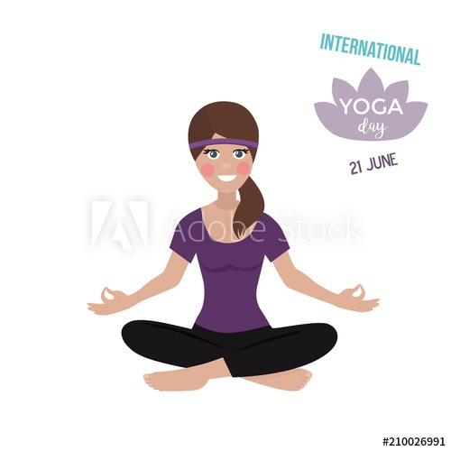 500x500 International Yoga Day June Happy Girl Meditation Lotus Pose