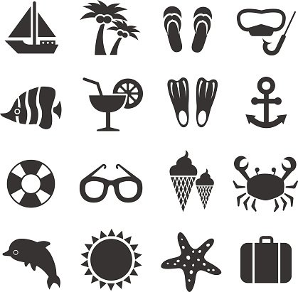 419x411 Summer Vacation, Sea Beach Relax Vector Icons Stock Vectors