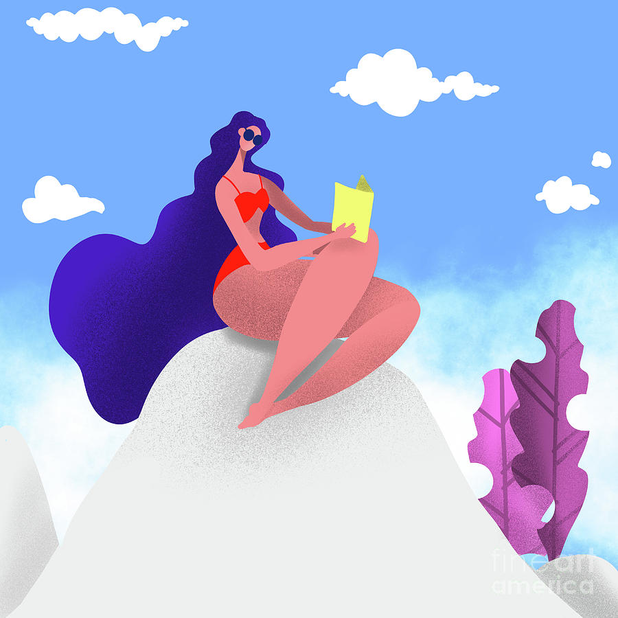 900x900 Relax Vectoryoung Woman In A Swimsuit Reading The Book Sittin