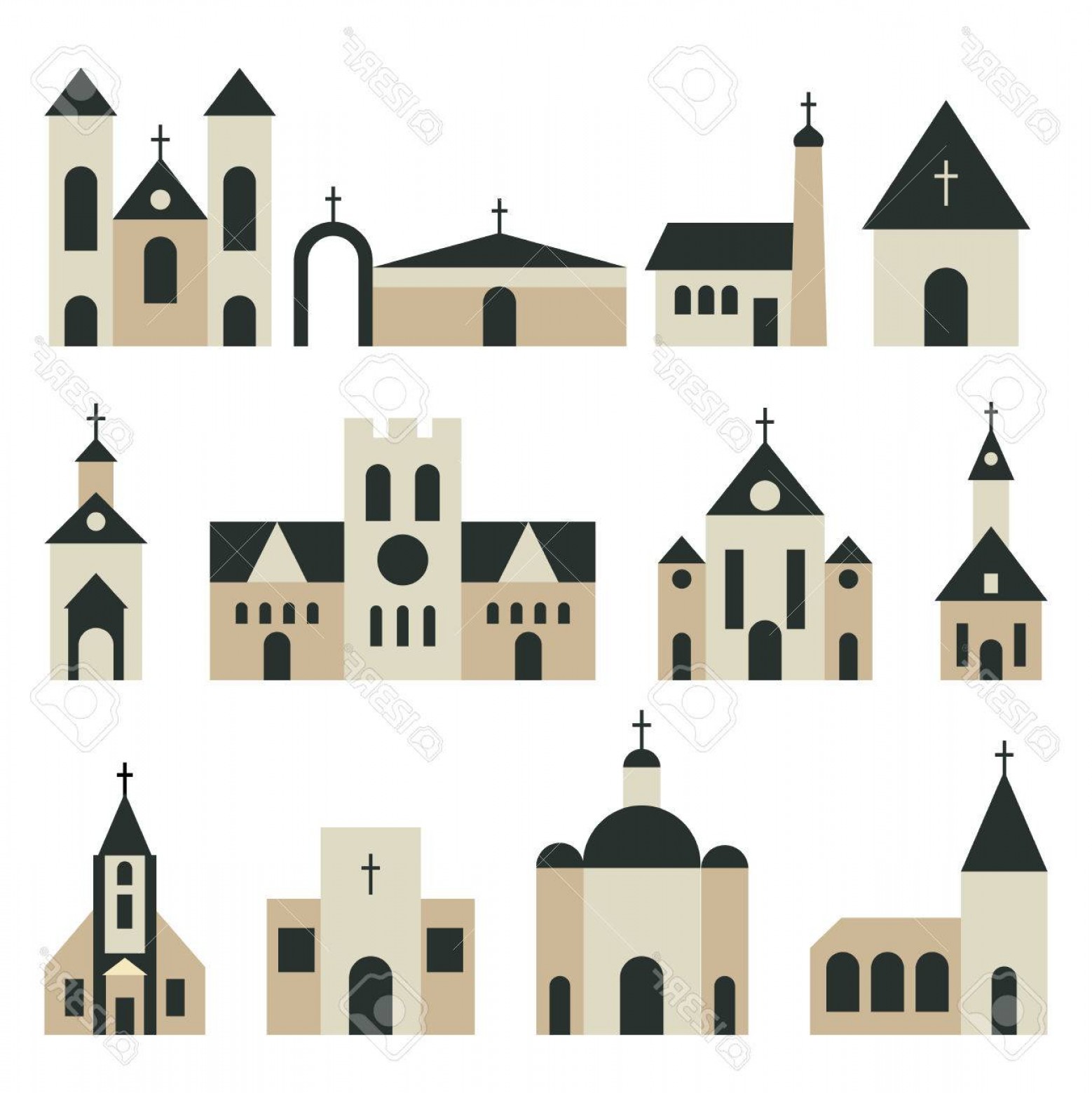 1558x1560 Photostock Vector Christian Church With Basilica And Tower Vector