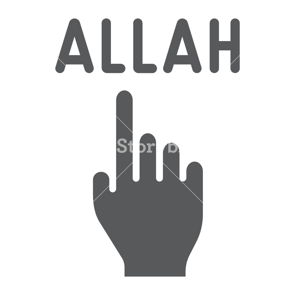 1000x1000 Allah Is One Glyph Icon, Religion And Islam, Pointer Hand Sign