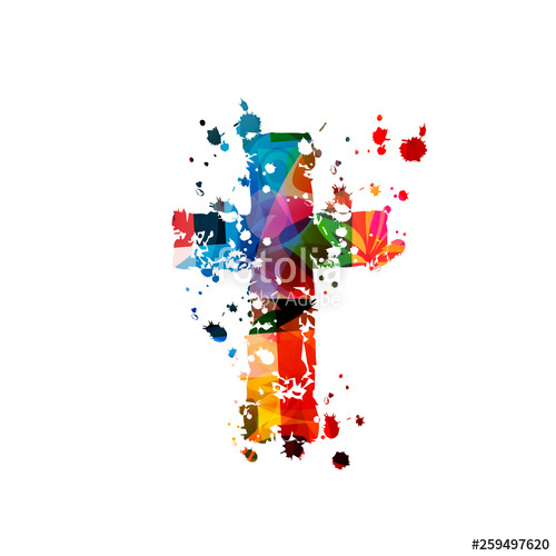 500x500 Colorful Christian Cross Isolated Vector Illustration Religion