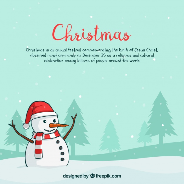 626x626 Christmas Background With Happy Snow Man Vector Free Download