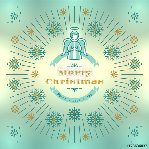 500x500 Merry Christmas Greeting Card, Christmas Angel, Xmas Vintage