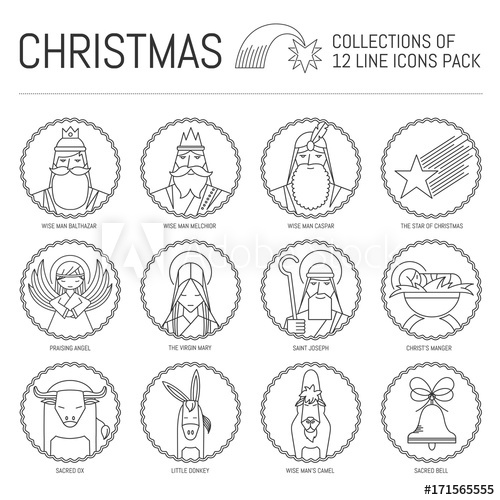 500x500 Vector Thin Line Religious Christmas Icons
