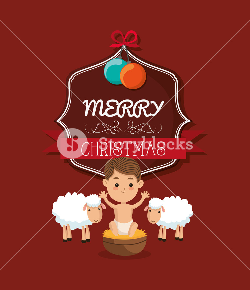860x1000 Baby Jesus With Biblical Christmas Related Icons Image Vector