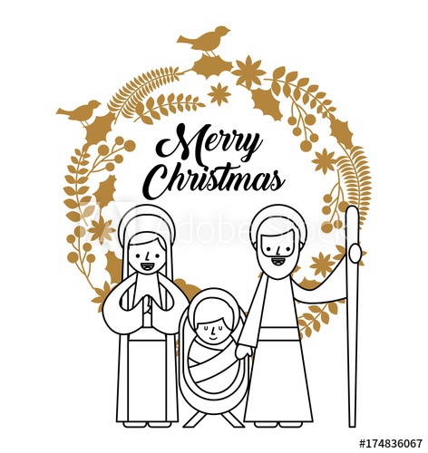 472x500 Merry Christmas Holy Family Traditional Religious Scene