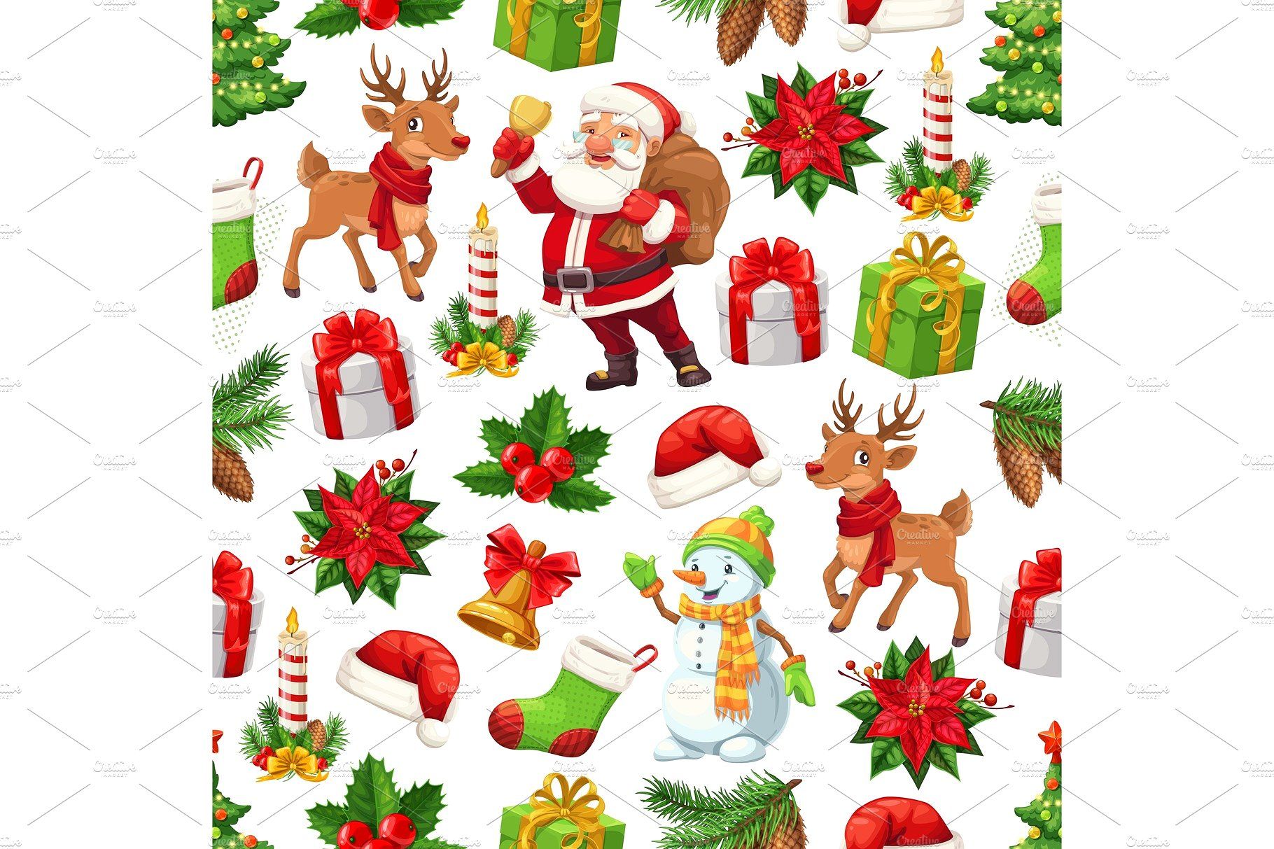 1820x1213 Christmas Santa, Gift And Snowman Merry, Christmas, Vector