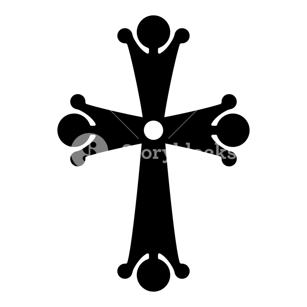 1000x1000 Four Pointed Cross Drop Shaped Cross Monogram Religious Cross Icon