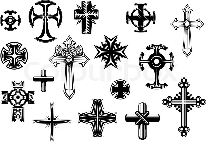 800x551 Religious Crosses Set Isolated On Stock Vector Colourbox
