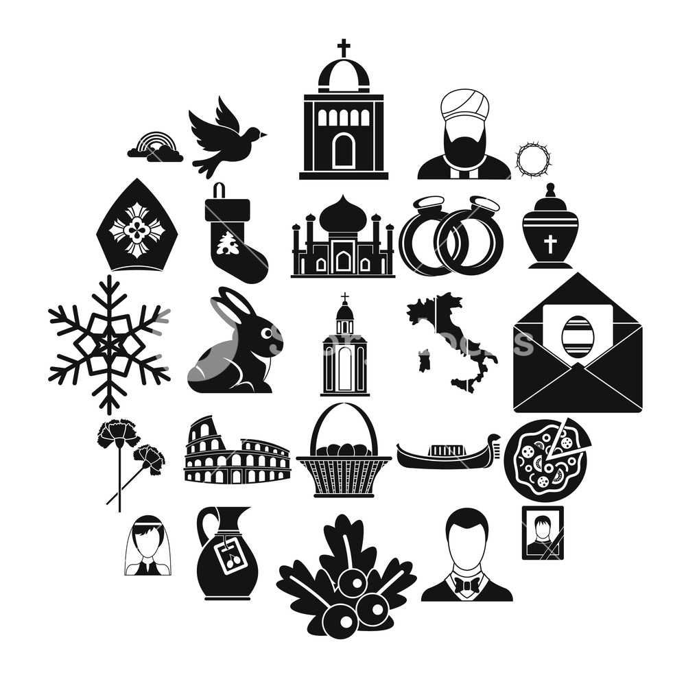 1000x1000 Church Icons Set Simple Set Of Church Vector Icons For Web