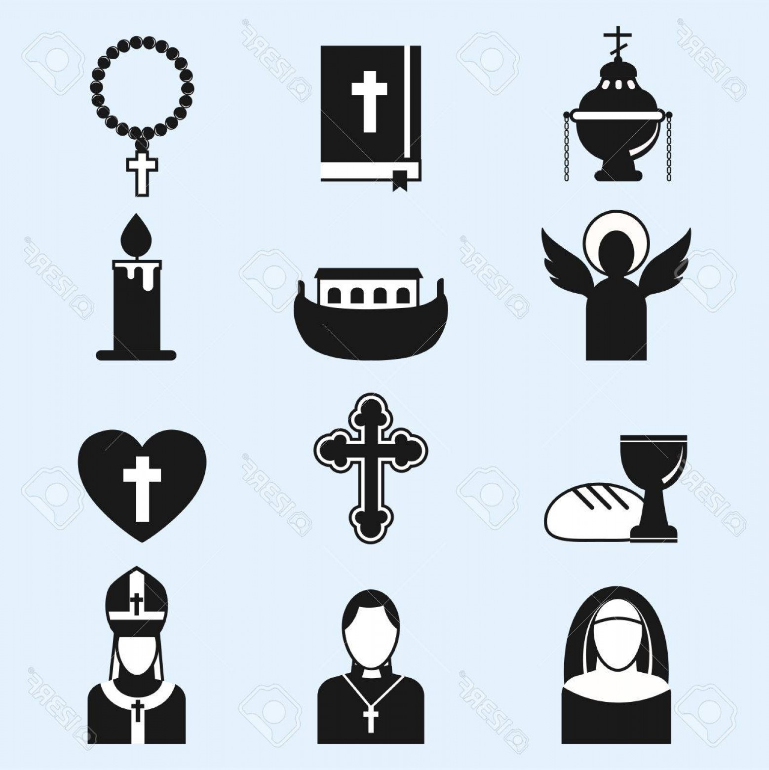 1558x1560 Photostock Vector Christianity Religion Flat Icons Vector