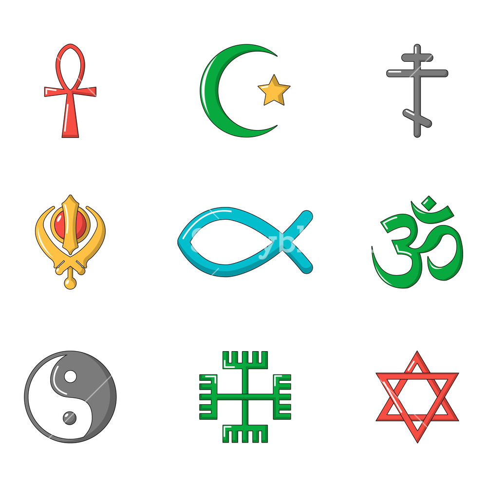 1000x1000 Religious Sign Icon Set Cartoon Set Of Religious Sign Vector