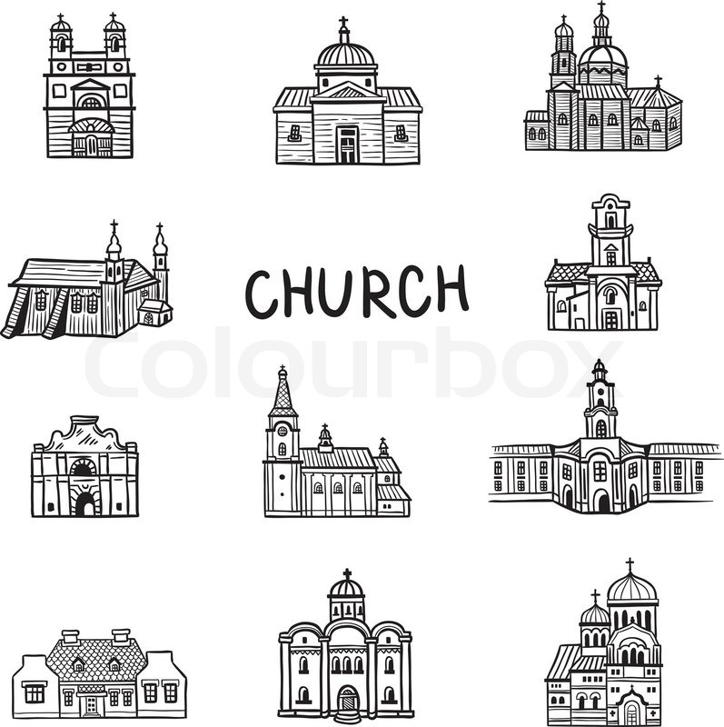 797x800 Set Of House Icons Doodles Church Stock Vector Colourbox