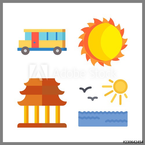 500x500 Sunrise Icon Vector Illustration Sunrise Set Bus And Religious