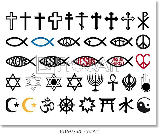 560x470 Free Art Print Of Religious Symbols, Religion Signs Religious